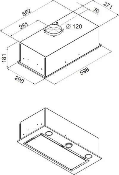 Aspirator i integruar Guzzanti GZ 441, 60cm, 380 m³/orë, i zi - 3