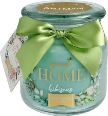Qiri aromatik në gotë Artman Sweet Home Hibiscus, 360g, ngjyrë blu e gjelbër