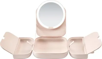 Pasqyrë make up AMIRO M2 LumoCube, LED, portative me organizues, rozë - 2