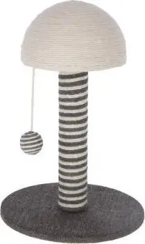 Gërvishëse për mace Funghi, 30cm, me top lojërash, gri e bardhë