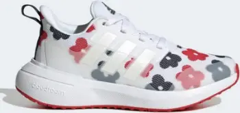 Atlete për vajza Adidas FortaRun 2.0 K, cloudfoam, shollë gome, të bardha shumëngjyrëshe