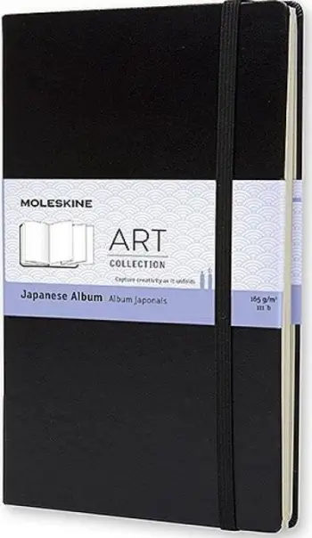 Album japonez Moleskine Large, faqe acordeoni, pa vija, i zi