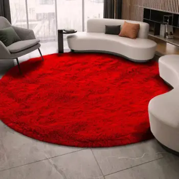 Tapet rrumbullak Shaggy Stylish Soft 80, poliester, antirrëshqitës, i kuq