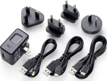 Adapter universal AC Tascam PS-P520U, dalje të ndërrueshme, kabllo mini USB dhe micro USB, i zi