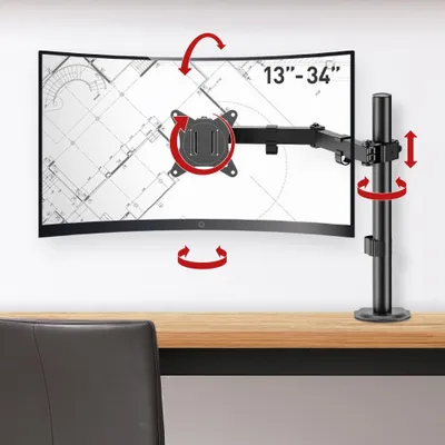 Krah monitori Barkan Monitor Arm, 13"-34", VESA 75x75 100x100, i zi - 1