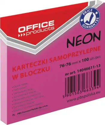Bllok vetëngjitës Office Products, 76x76mm, rozë