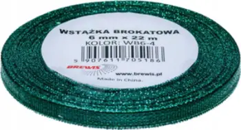 Shirit dekorativ Brewis Glitter Ribbon Classic, 6 mm, 22 m, i gjelbër me shkëlqim