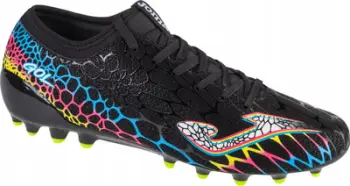 Këpucë futbolli Joma Gol 2401, për bar sintetik, me qafë çorape, të zeza me të verdha fluorishente