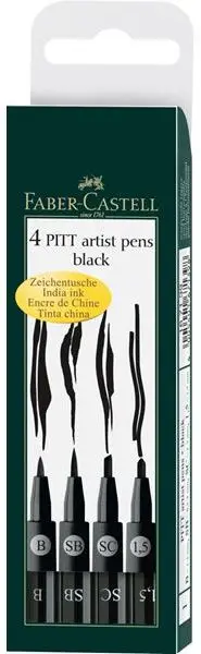 Stilolaps për artistë Faber-Castell, 4 copë, i zi