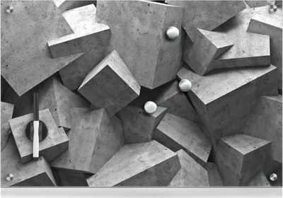 Tabla magnetike murale Zeller Stone, xham sigurie, me magnetë, gri - 1