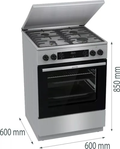 Shporet me gaz dhe furrë elektrike Gorenje G600 GKS6C71XF, 4 vatra, 71L, inox - 12