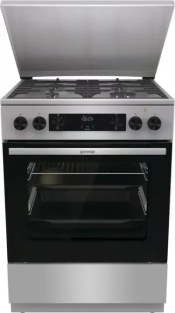 Shporet me gaz dhe furrë elektrike Gorenje G600 GKS6C71XF, 4 vatra, 71L, inox