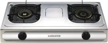 Shporet me gaz Gasmaster 2-03SRBP, 2 plata, ndezje piezo, inox argjendtë
