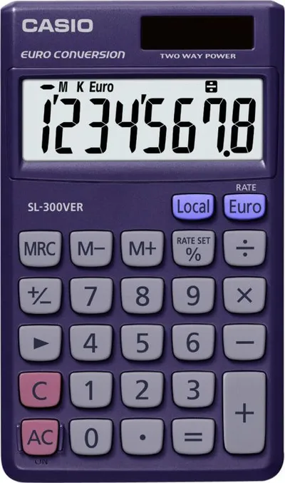 Kalkulator xhepi Casio SL-300 VERA, 8 shifra, ekran i madh, vjollcë - 1