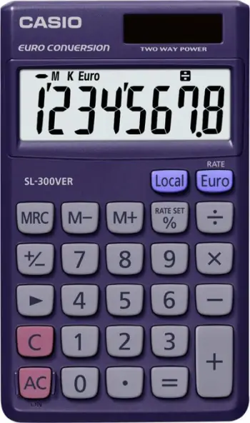 Kalkulator xhepi Casio SL-300 VERA, 8 shifra, ekran i madh, vjollcë