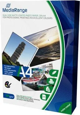 Letër fotografike MediaRange MRINK111, A4, matte, e bardhë - 1