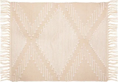 Tapet Atmosphera Cotton Rug, 60x90 cm, boho, bezhë me pupla - 1