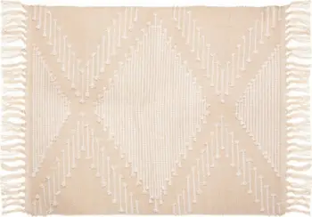Tapet Atmosphera Cotton Rug, 60x90 cm, boho, bezhë me pupla