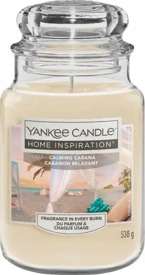 Qiri aromatik Yankee Candle Home Inspiration Calming Cabana, kavanoz i madh, 538g, bezhë