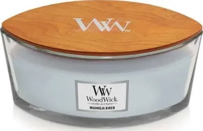 Qiri WoodWick Birch Magnolia, 453.6g, me kavanoz qelqi, i bardhë - 1