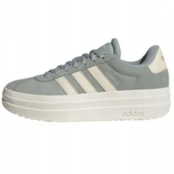 Atlete për femra Adidas VL Court, platformë, lëkurë, gri me bezhë