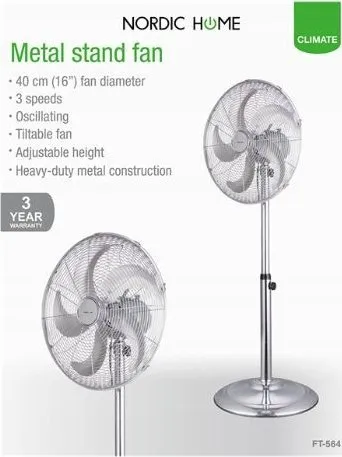 Ventilator dyshemeje Nordic Home FT-564, 50W, 40cm, krom - 5
