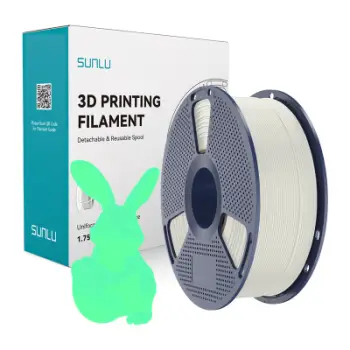 Filament 3D SUNLU PLA Glow In The Dark, 1.75mm, 1kg, i bardhë që shkëlqen jeshil