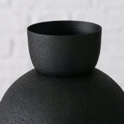 Vazo metalike MAYNAR, 17 cm, dizajn modern, e zezë - 3