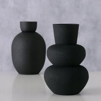 Vazo metalike MAYNAR, 17 cm, dizajn modern, e zezë - 5