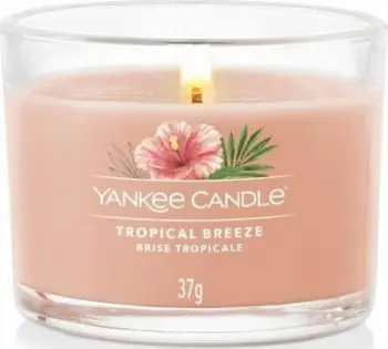 Qiri votiv Yankee Candle Tropical Breeze, 37g, në gotë, rozë