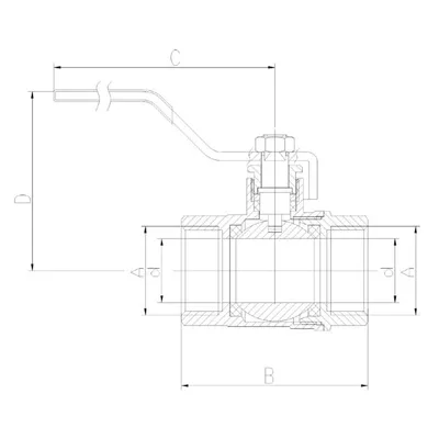 Valvul sferike uji Ferro KP2, 3/4", lidhje nut nut - 2