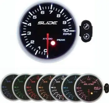Tahometër automobilistik SLIDE GAUGE PK-SC, 52mm, ndriçim i bardhë amber, i zi