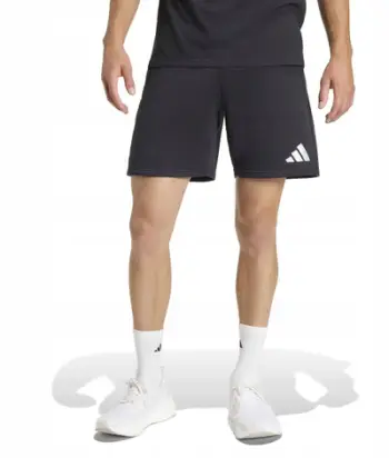 Pantallona të shkurtra sportive Adidas Entrada 22, fleece pambuk poliestër, bel me lidhëse, të zeza