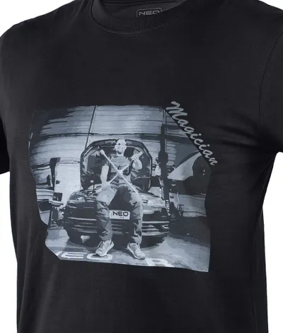 Bluzë Neo Maglietta Printed, motiv mekanik, madhësia 3XL, e zezë - 3