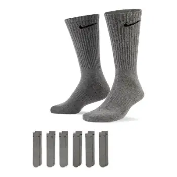 Çorape trajnimi Nike Everyday Cushioned Crew për meshkuj, set 6 copë, madhësia 8-12, gri