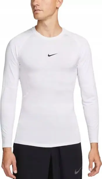 Bluzë kompresuese Nike Pro Dri FIT, me mëngë të gjata, për meshkuj, XL, e bardhë e zezë