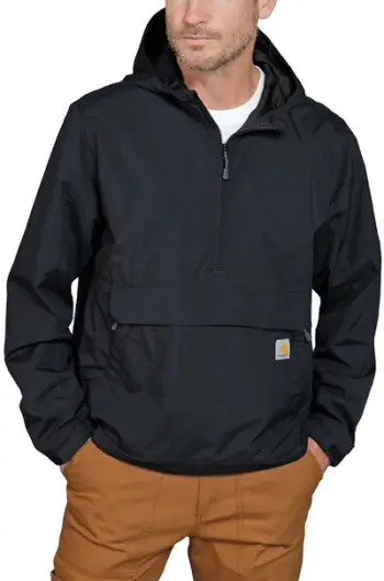 Xhaketë Carhartt Packable Anorak, najlon i papërshkueshëm nga uji, për meshkuj, e zezë, L