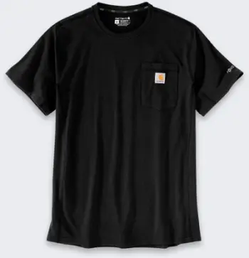 Bluzë pune Carhartt Force Relaxed Fit, mëngë të shkurtra, me xhep në gjoks, e zezë