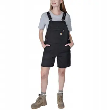 Pantallona tuta Carhartt Rugged Flex Canvas Bib Shorts, për femra, përmasa M, të zeza