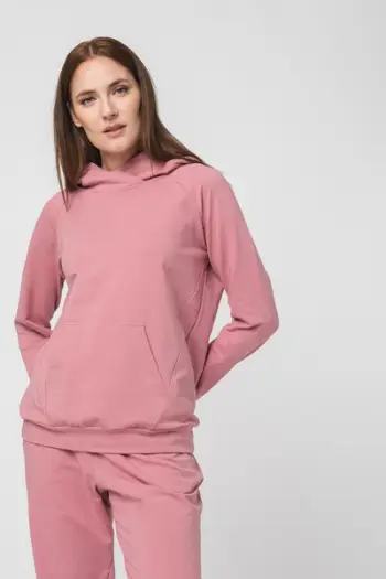 Bluzë me kapuç për femra Raglan Cotton, pambuk, madhësia M, rozë