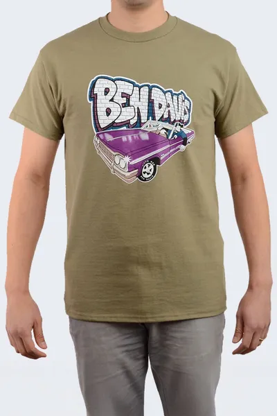 Bluzë Ben Davis Khaki Convertible Tee, me mëngë të shkurtra, print grafik makine, ngjyrë kaki - 1
