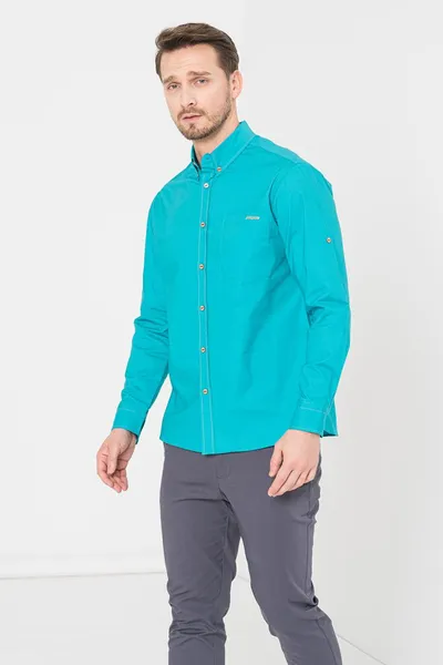 Këmishë casual për meshkuj, përmasa M, ngjyrë turquoise - 2