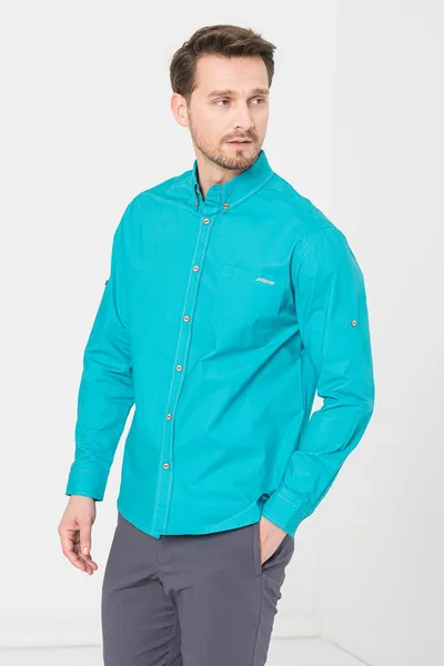Këmishë casual për meshkuj, përmasa M, ngjyrë turquoise - 4