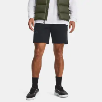 Shorta sportive Under Armour Unstoppable Fleece, për meshkuj, përbërje poliester pambuk elastan, të zeza, madhësia S