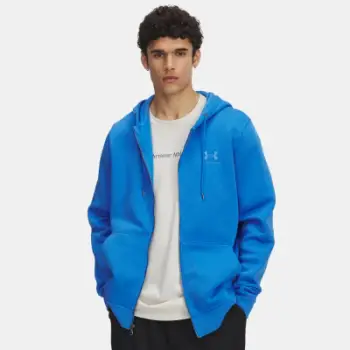 Hanorak me zinxhir Under Armour Icon Fleece, pambuk i përzier, me xhepa anësorë, gri