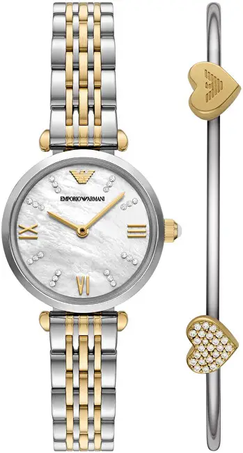 Set për femra Emporio Armani SET AR80078SET, orë dore + byzylyk