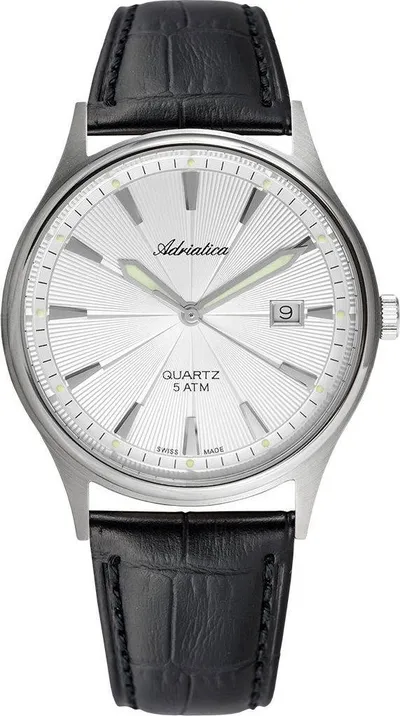Orë dore për meshkuj Adriatica A1171.4213Q, quartz, 10 ATM, rrip i zi - 1