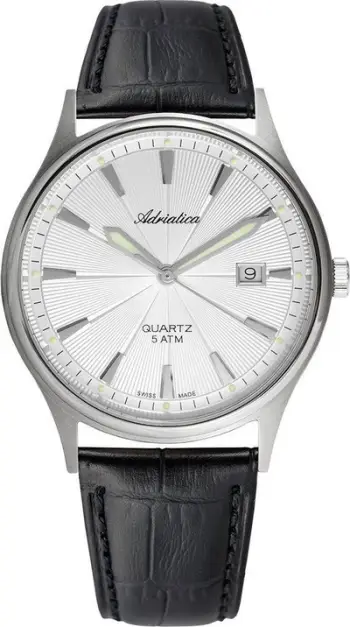Orë dore për meshkuj Adriatica A1171.4213Q, quartz, 10 ATM, rrip i zi