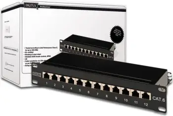 Patch panel Digitus DN-91612S, 10" 1U, 12x RJ-45 Cat.6, metalik
