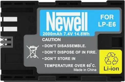 Bateri për aparat Newell LP-E6, 2000mAh, Li-ion, e zezë - 2